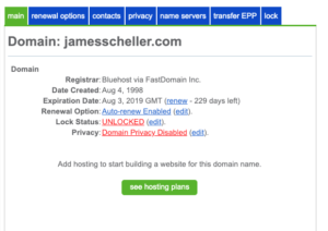 Bluehost Locked Domain