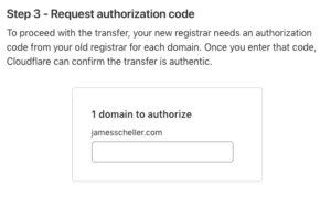 Cloudflare EPP authorization code for domain registrar